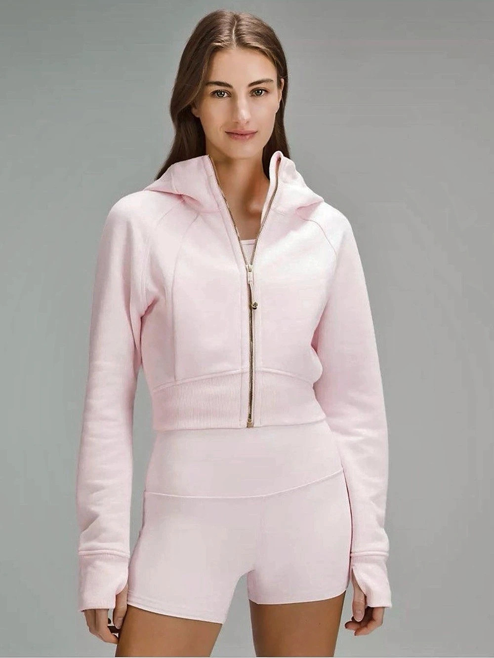 lululemon Scuba Full-Zip Cropped Hoodie Pink